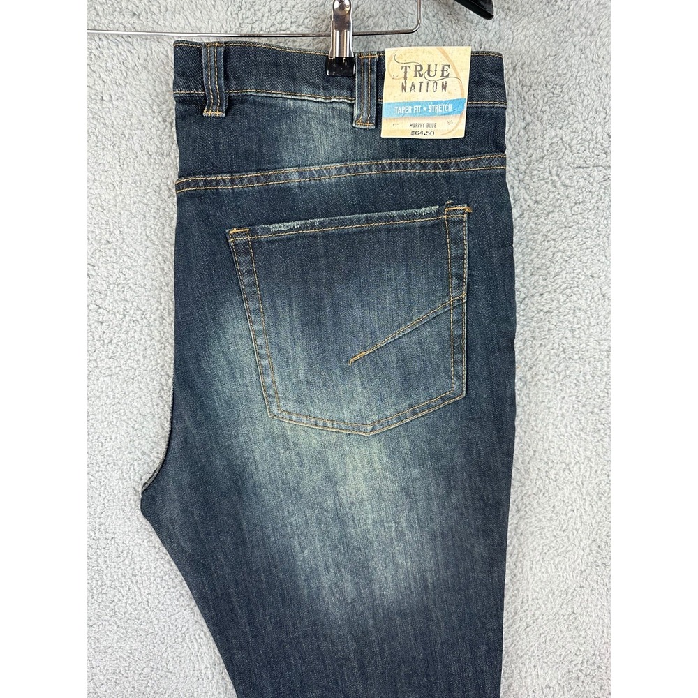 True Nation Jeans Mens 38x31 Taper Fit Stretch Murphy Blue Medium Wash Denim New